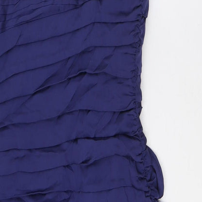 Coast Womens Blue Silk Pencil Dress Size 8 One Shoulder Zip