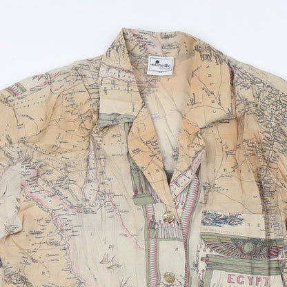 Elinette Womens Brown Viscose Basic Button-Up Size 6 Collared - Egypt