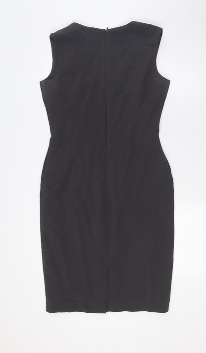 Pied A Terre Womens Grey Polyester Pencil Dress Size 8 Scoop Neck Zip