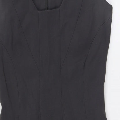 Pied A Terre Womens Grey Polyester Pencil Dress Size 8 Scoop Neck Zip