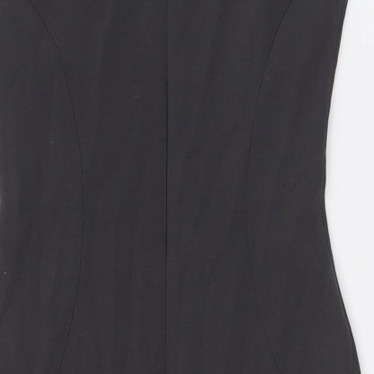 Pied A Terre Womens Grey Polyester Pencil Dress Size 8 Scoop Neck Zip