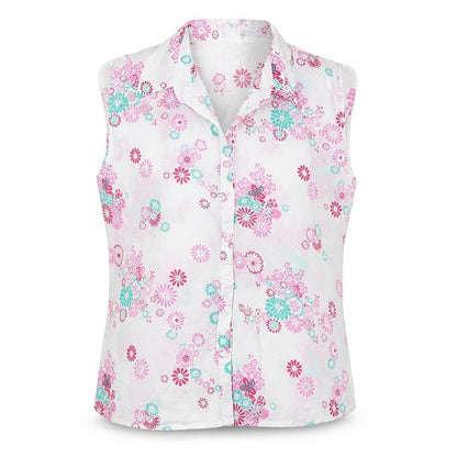ae Womens White Floral Cotton Basic Button-Up Size 14 Collared