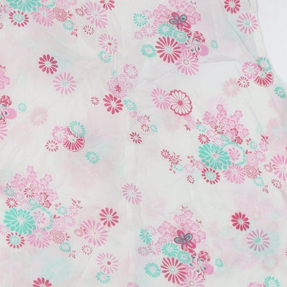 ae Womens White Floral Cotton Basic Button-Up Size 14 Collared
