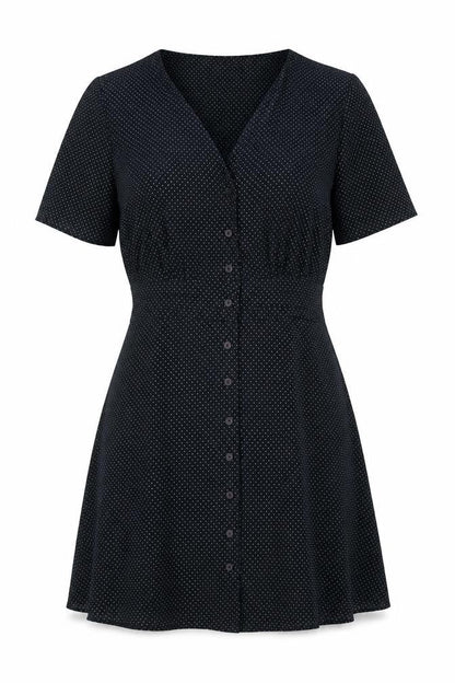 Topshop Womens Black Plaid Polyester A-Line Size 10 V-Neck Button