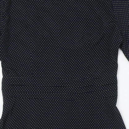 Topshop Womens Black Plaid Polyester A-Line Size 10 V-Neck Button