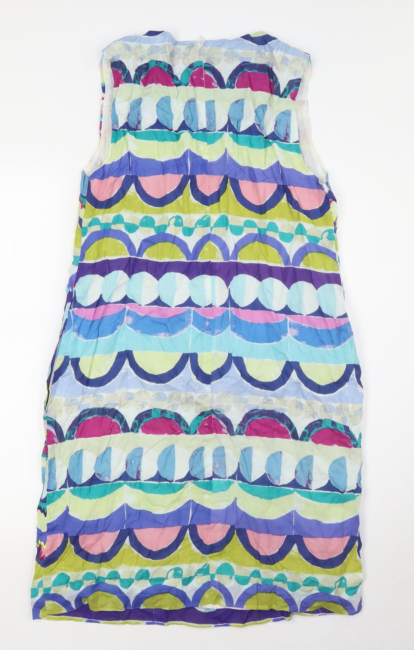 Derhy Womens Multicoloured Cotton Pencil Dress Size M Round Neck Zip