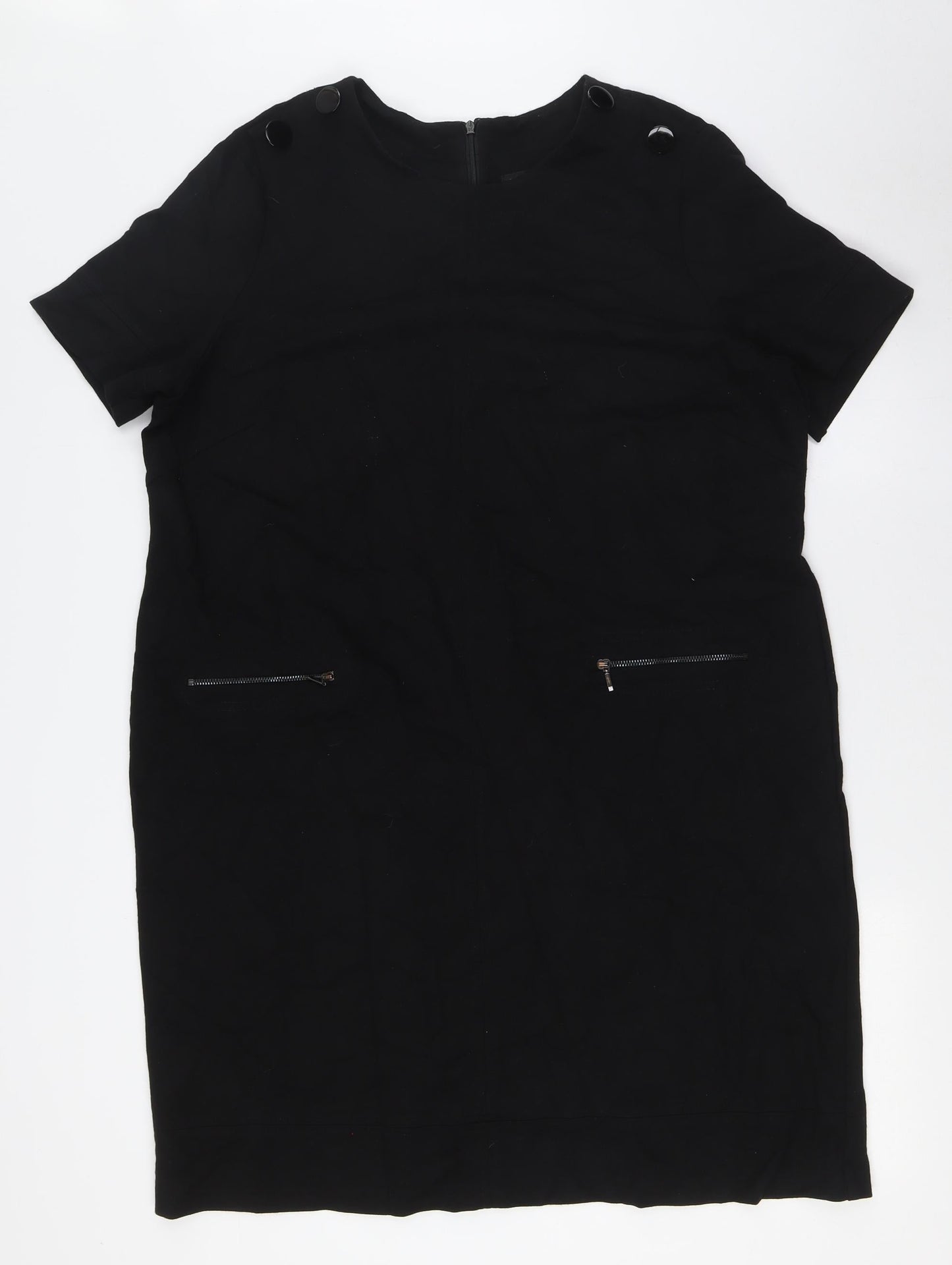 Debenhams Womens Black Viscose A-Line Size 18 Round Neck Zip - Zip pockets