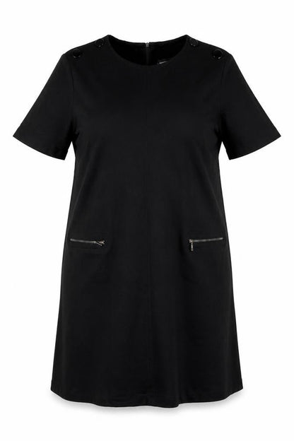 Debenhams Womens Black Viscose A-Line Size 18 Round Neck Zip - Zip pockets