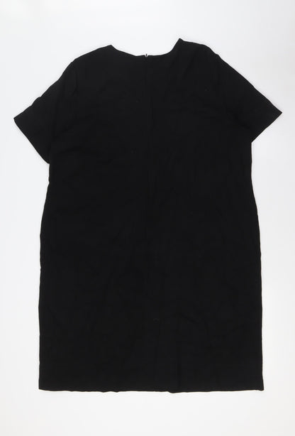 Debenhams Womens Black Viscose A-Line Size 18 Round Neck Zip - Zip pockets