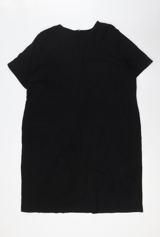 Debenhams Womens Black Viscose A-Line Size 18 Round Neck Zip - Zip pockets