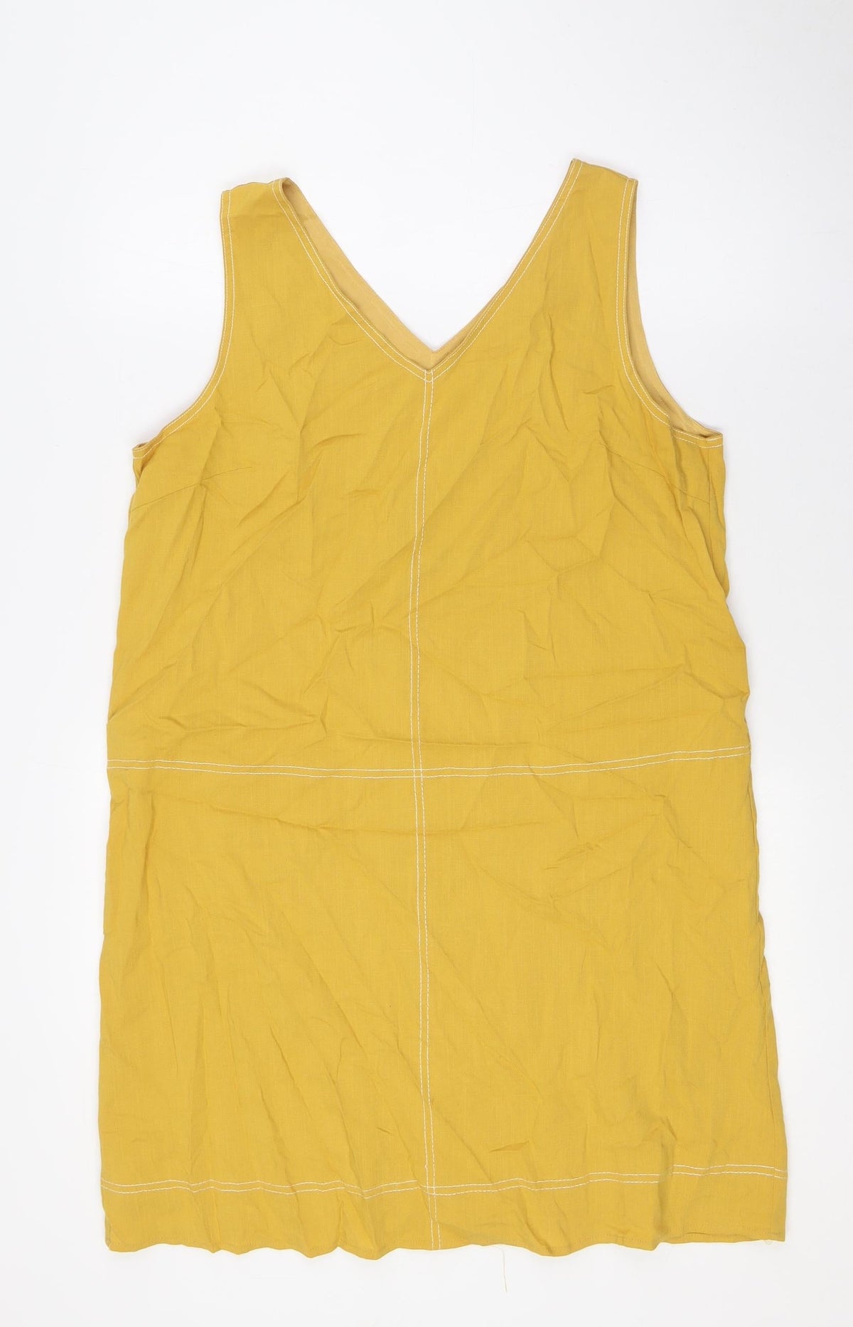 THML Womens Yellow Rayon A-Line Size M V-Neck