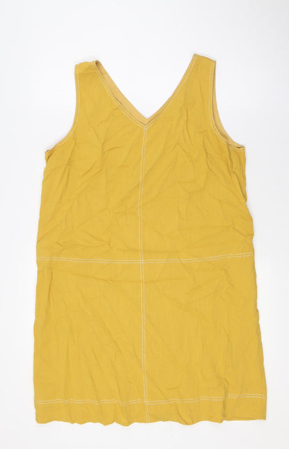 THML Womens Yellow Rayon A-Line Size M V-Neck
