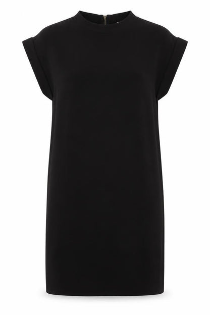 Forever 21 Womens Black Polyester Shirt Dress Size M Round Neck Zip