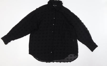 Womens UK Size S Zara Black Basic Button-Up