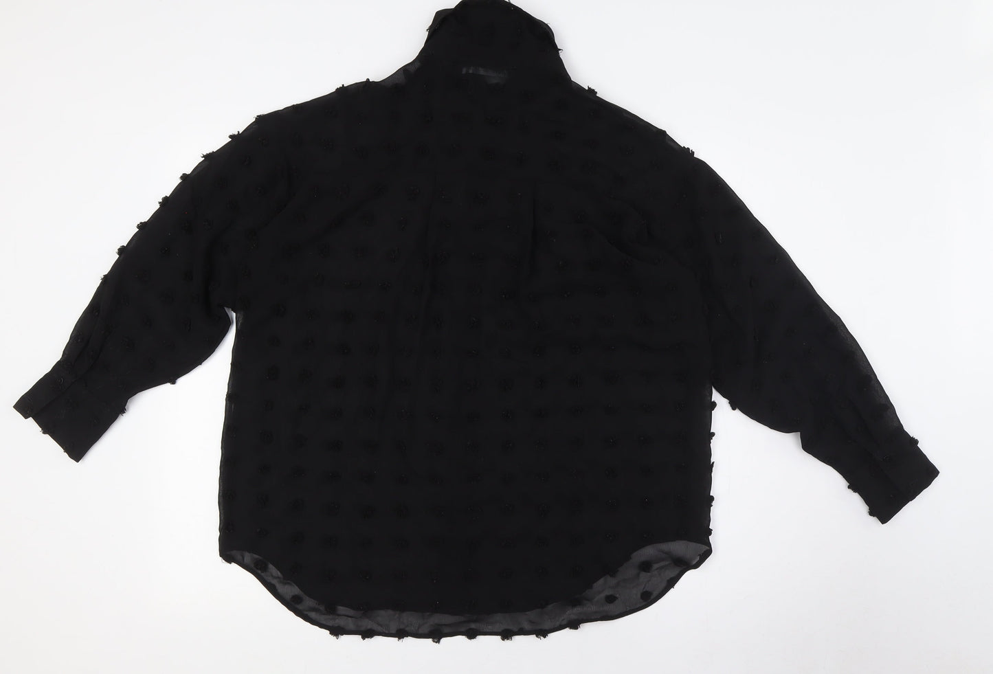 Womens UK Size S Zara Black Basic Button-Up