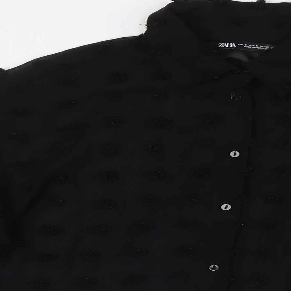 Womens UK Size S Zara Black Basic Button-Up
