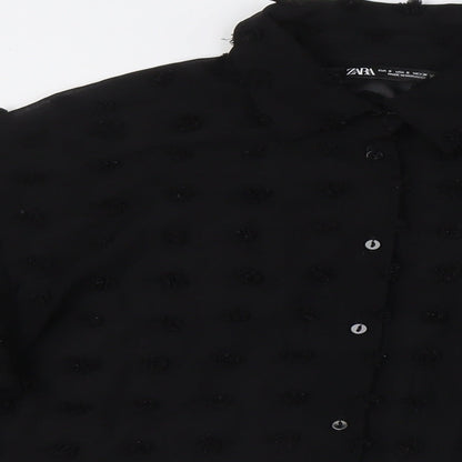 Womens UK Size S Zara Black Basic Button-Up
