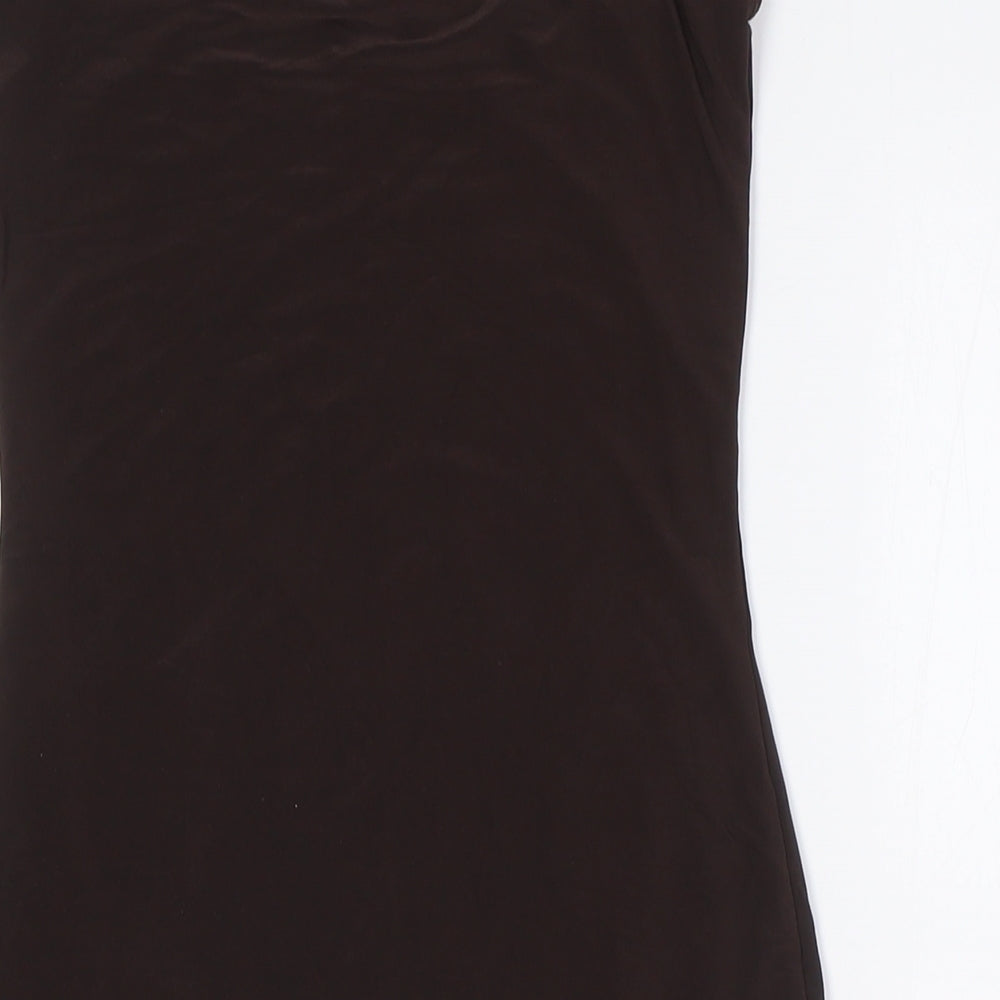 Boohoo Womens Brown Polyester A-Line Size 10 Off the Shoulder