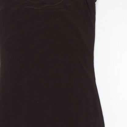 Boohoo Womens Brown Polyester A-Line Size 10 Off the Shoulder