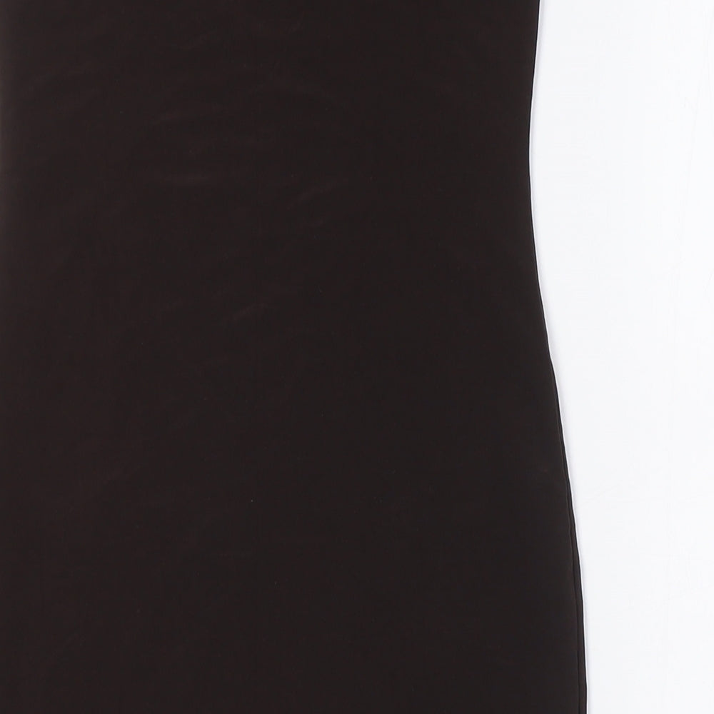 Boohoo Womens Brown Polyester A-Line Size 10 Off the Shoulder