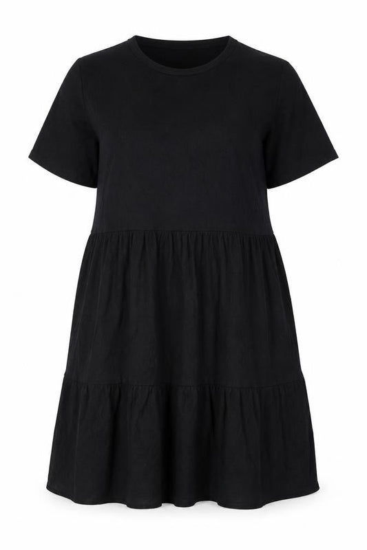 Select Womens Black Polyester A-Line Size 16 Round Neck