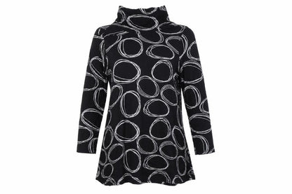 Capri Womens Black Polyester Tunic Button-Up Size XS High Neck