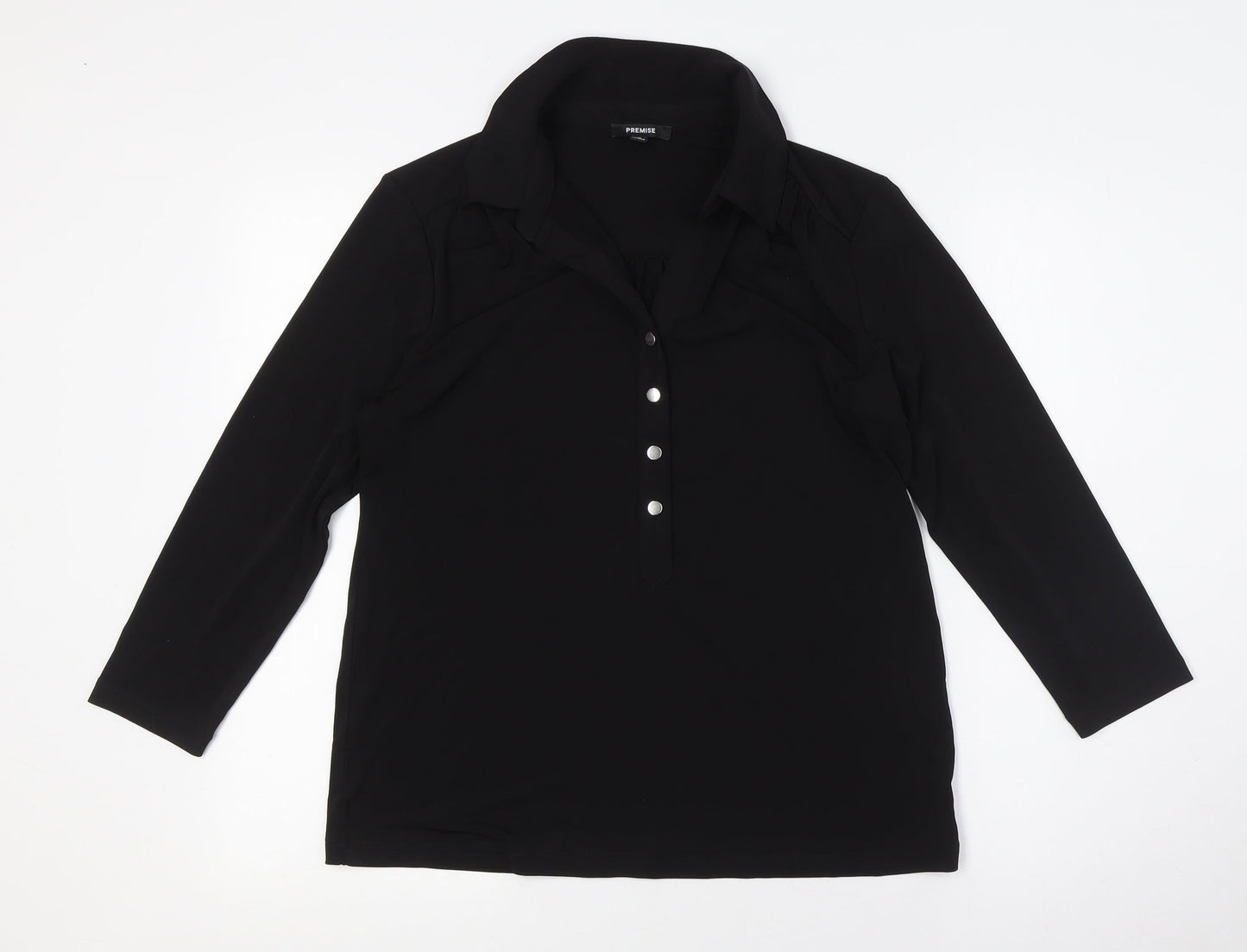 Womens UK Size M Premise Black Basic Button-Up