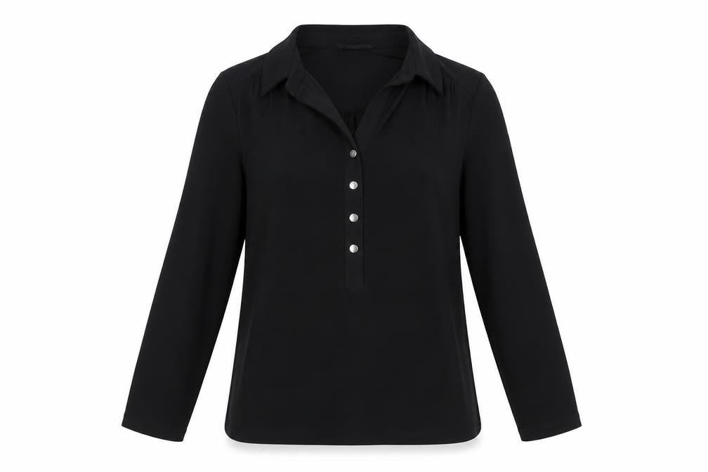 Womens UK Size M Premise Black Basic Button-Up