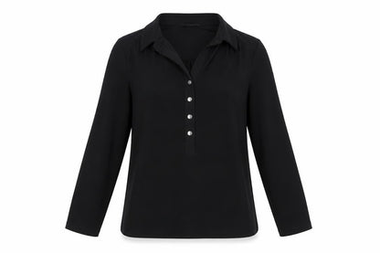 Womens UK Size M Premise Black Basic Button-Up