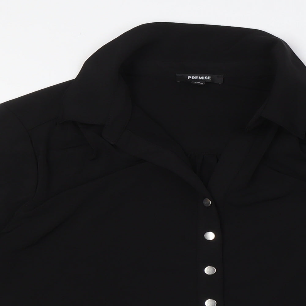 Womens UK Size M Premise Black Basic Button-Up