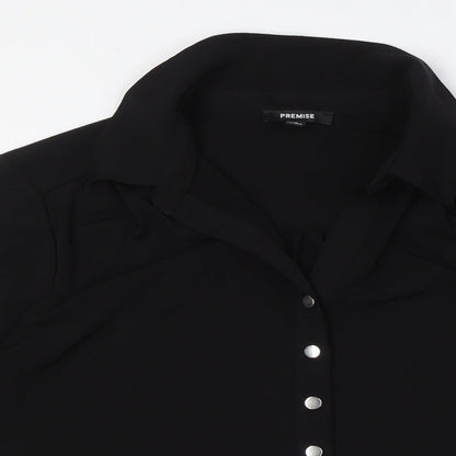 Womens UK Size M Premise Black Basic Button-Up