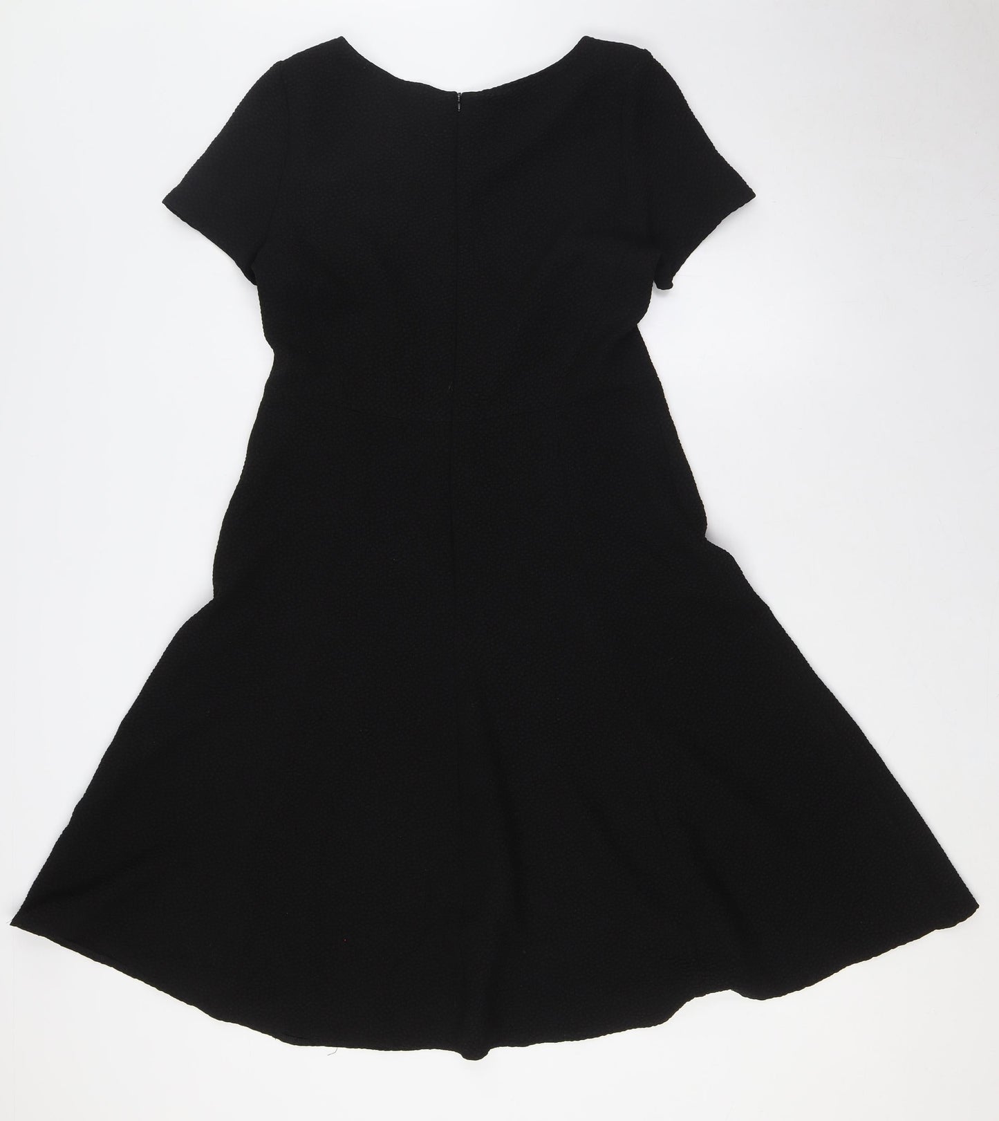 Marks and Spencer Womens Black Polyester A-Line Size 12 Boat Neck - Textured