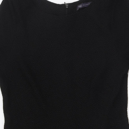 Marks and Spencer Womens Black Polyester A-Line Size 12 Boat Neck - Textured