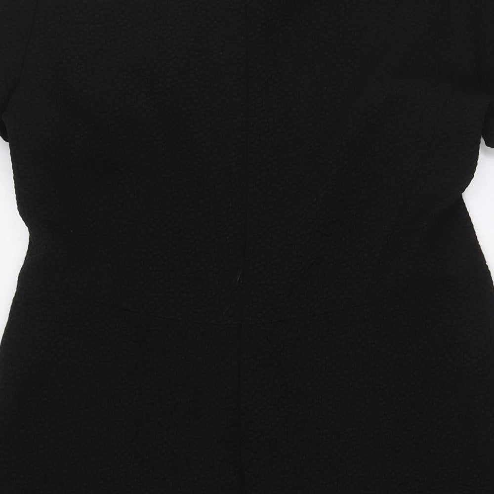 Marks and Spencer Womens Black Polyester A-Line Size 12 Boat Neck - Textured