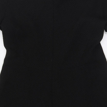 Marks and Spencer Womens Black Polyester A-Line Size 12 Boat Neck - Textured