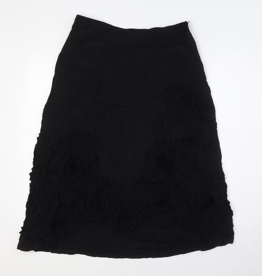 Principles Womens Black Viscose A-Line Skirt Size 10 Zip