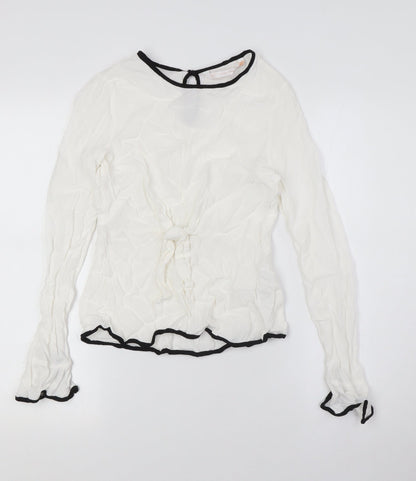 Womens UK Size S Zara White Basic Button-Up