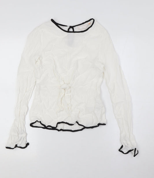 Womens UK Size S Zara White Basic Button-Up