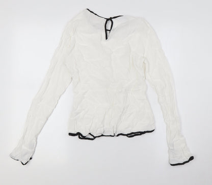 Womens UK Size S Zara White Basic Button-Up