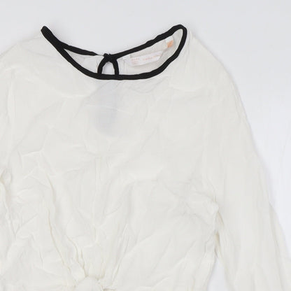 Womens UK Size S Zara White Basic Button-Up