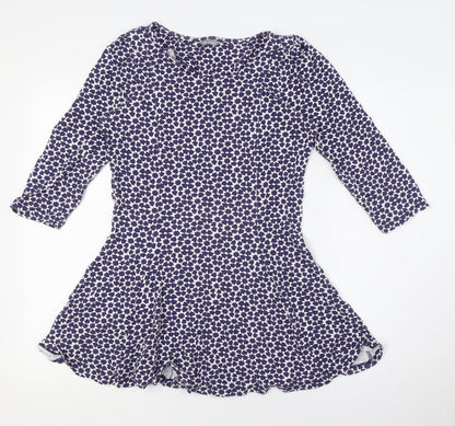 Marks and Spencer Womens Blue Viscose A-Line Size 12 Round Neck - Stars
