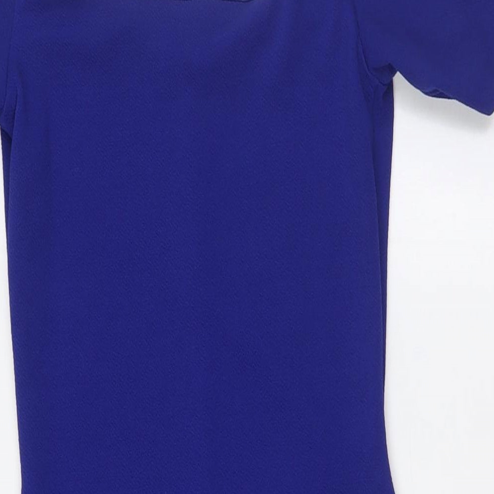 Miss Selfridge Womens Blue Polyester A-Line Size 8 Scoop Neck - Cold Shoulder