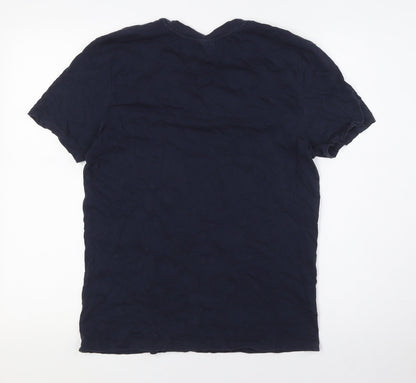 LEFTIES MAN Mens Blue Cotton T-Shirt Size S Crew Neck