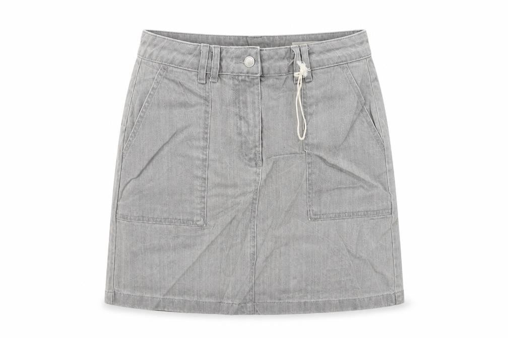 Marks & Spencer Womens Grey Cotton A-Line Skirt Size 10 Zip