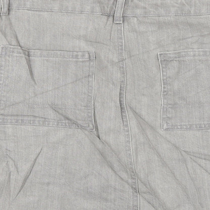 Marks and Spencer Womens Grey Cotton A-Line Skirt Size 10 Zip