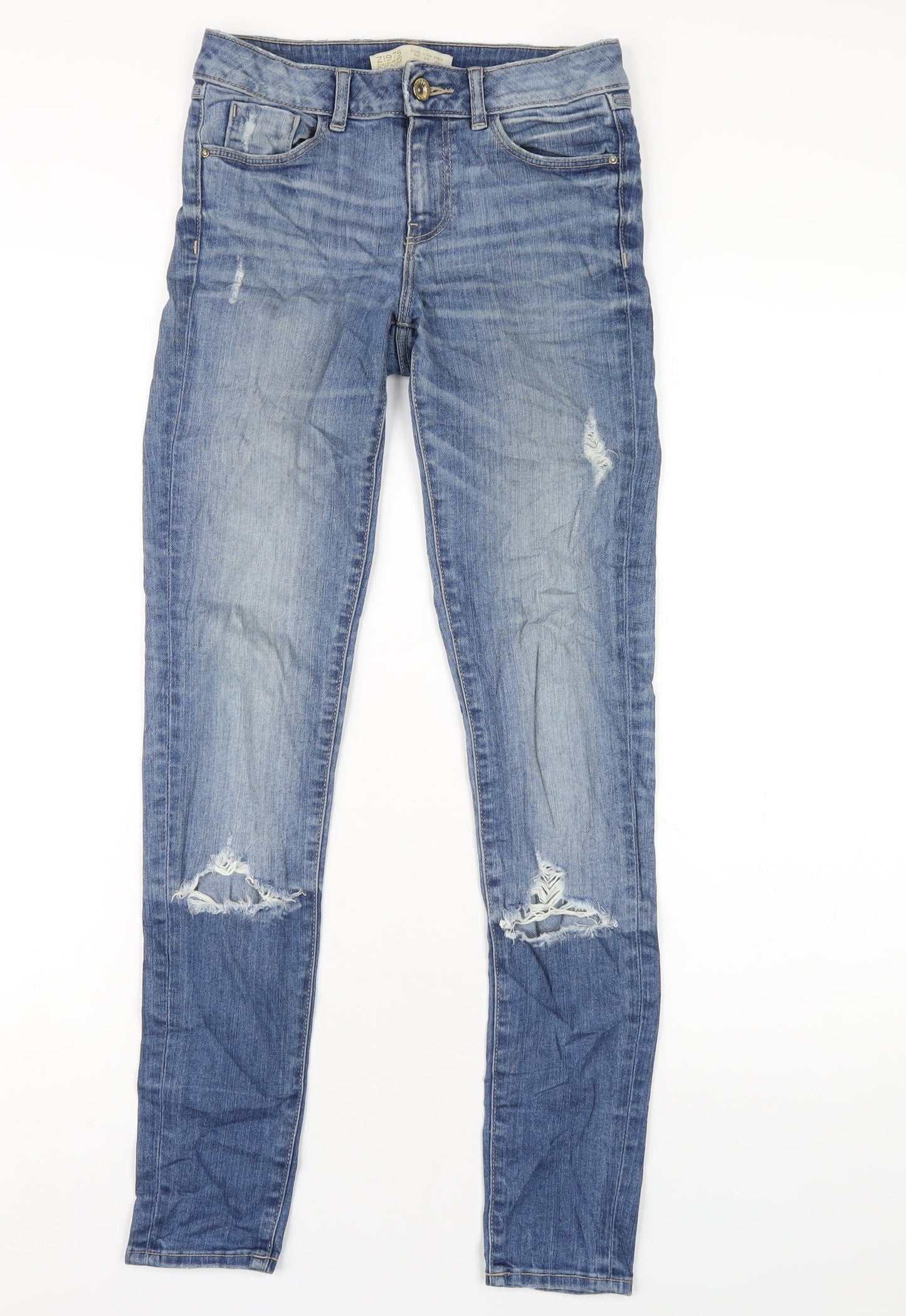 Zara Womens Blue Cotton Skinny Jeans Size 6 L30 in Regular Zip