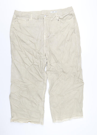 Womens UK Size 22 Marks and Spencer Regular Fit Wide-Leg Beige Jeans