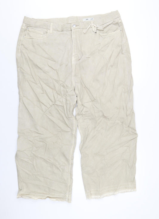 Womens UK Size 22 Marks and Spencer Regular Fit Wide-Leg Beige Jeans