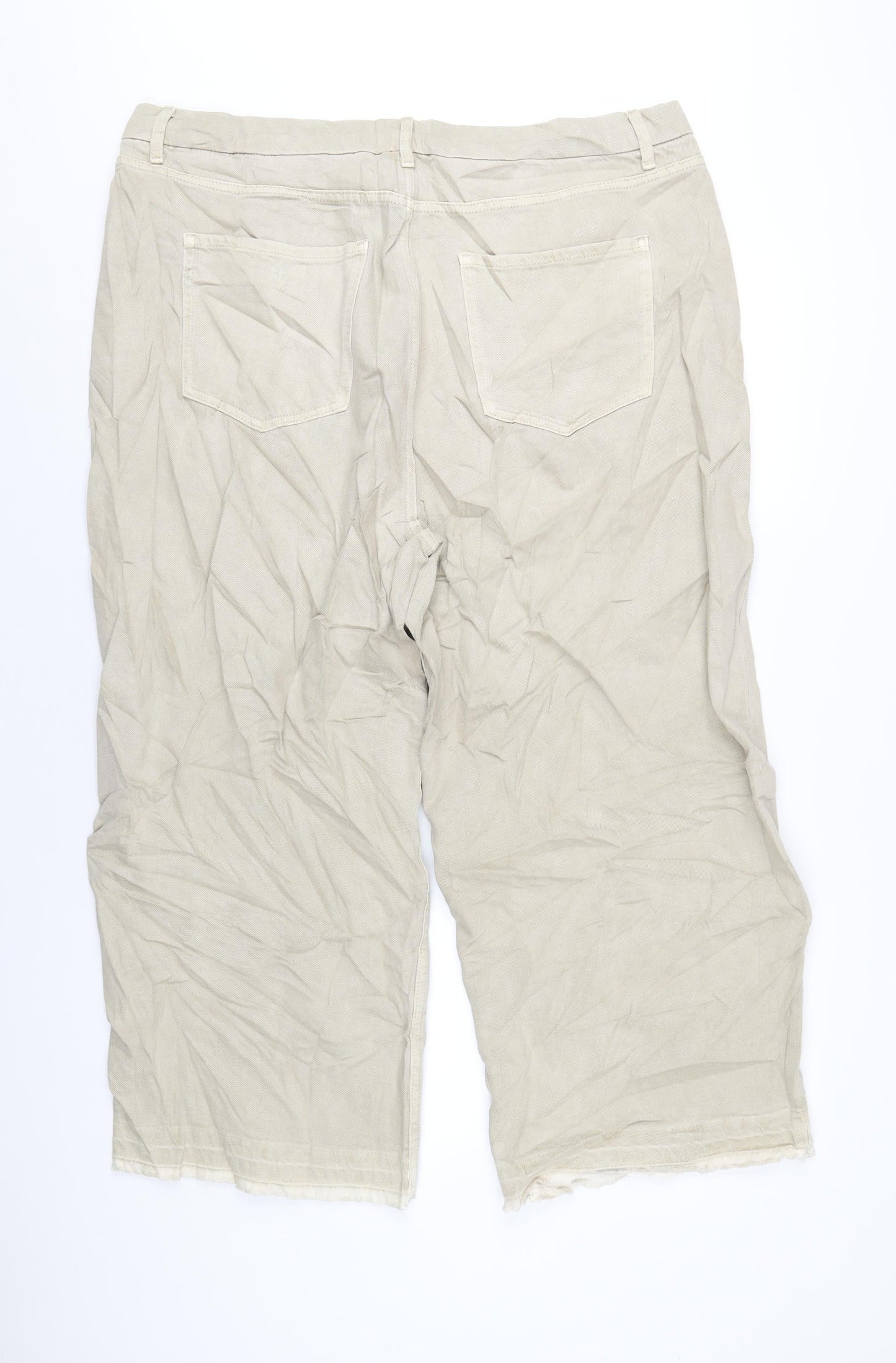 Womens UK Size 22 Marks and Spencer Regular Fit Wide-Leg Beige Jeans