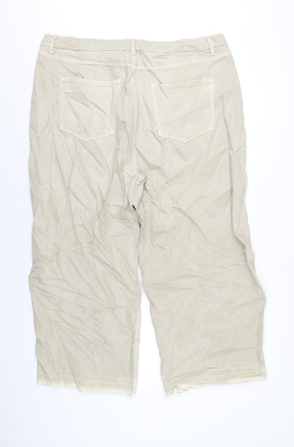 Womens UK Size 22 Marks and Spencer Regular Fit Wide-Leg Beige Jeans